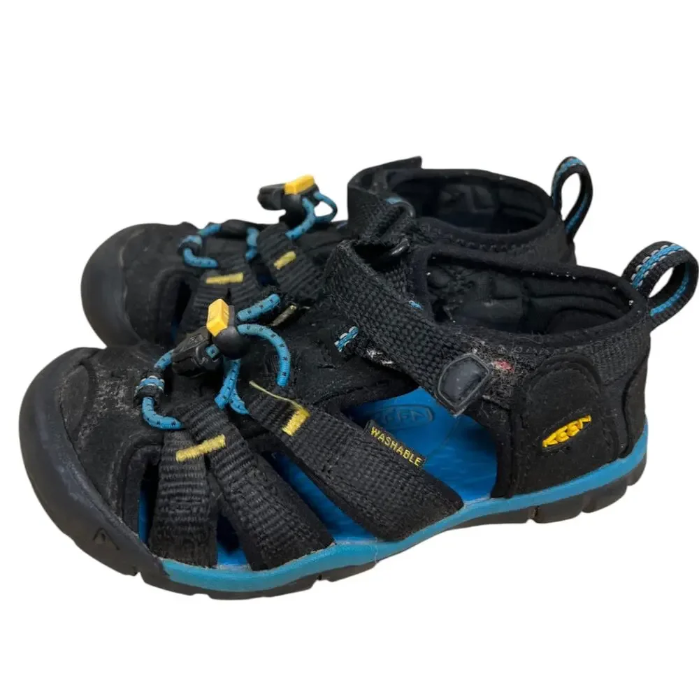 KEEN Kids Toddler Black Blue Closed Toe Hiking Water Sandals Shoes 9T